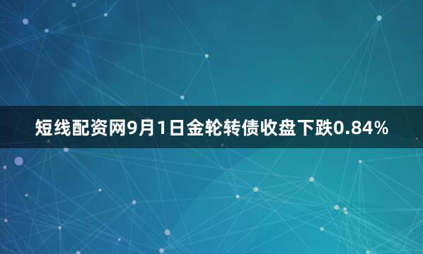 短线配资网9月1日金轮转债收盘下跌0.84%