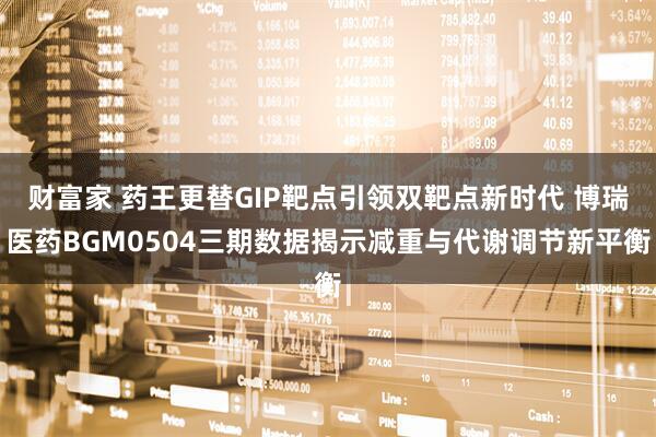 财富家 药王更替GIP靶点引领双靶点新时代 博瑞医药BGM0504三期数据揭示减重与代谢调节新平衡