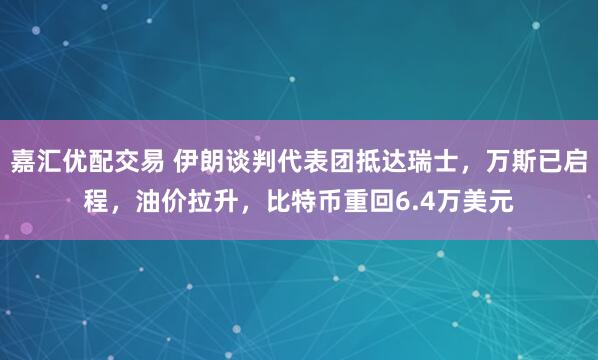 嘉汇优配交易 伊朗谈判代表团抵达瑞士，万斯已启程，油价拉升，比特币重回6.4万美元